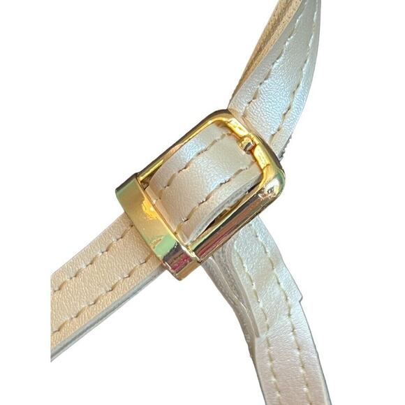 Laura Ashley Matte Gold Shoulder Bag Purse Wooden Handle Adjustable - Picture 6 of 16